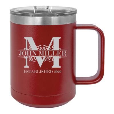 Personalized Royal Monogram Insulated Travel Mug with Handle
