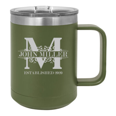 Personalized Royal Monogram Insulated Travel Mug with Handle