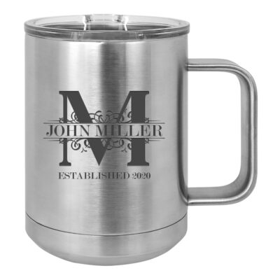 Personalized Royal Monogram Insulated Travel Mug with Handle