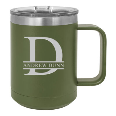 Personalized Split Letter Monogram Insulated Travel Mug with Handle
