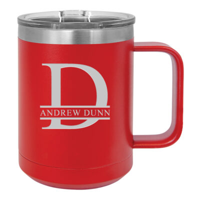 Personalized Split Letter Monogram Insulated Travel Mug with Handle
