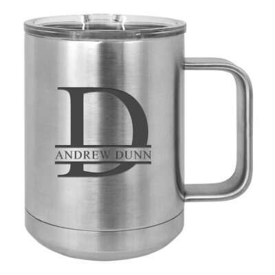 Personalized Split Letter Monogram Insulated Travel Mug with Handle