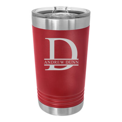 Personalized Split Letter Monogram Insulated Pint Tumbler