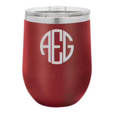 Personalized Round Monogram Vacuum Insulated Stemless Wine Tumbler