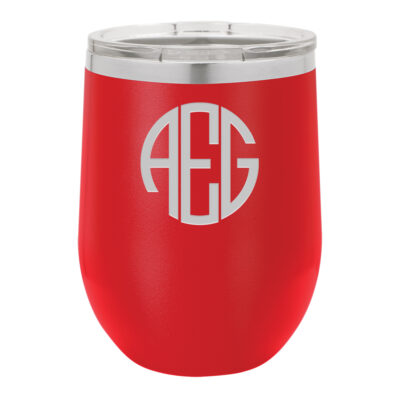 Personalized Round Monogram Vacuum Insulated Stemless Wine Tumbler