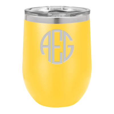 Personalized Round Monogram Vacuum Insulated Stemless Wine Tumbler
