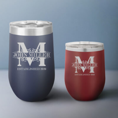 Personalized Royal Monogram Vacuum Insulated Stemless Wine Tumbler