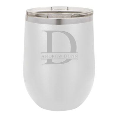 Personalized Split Letter Monogram Vacuum Insulated Stemless Wine Tumbler