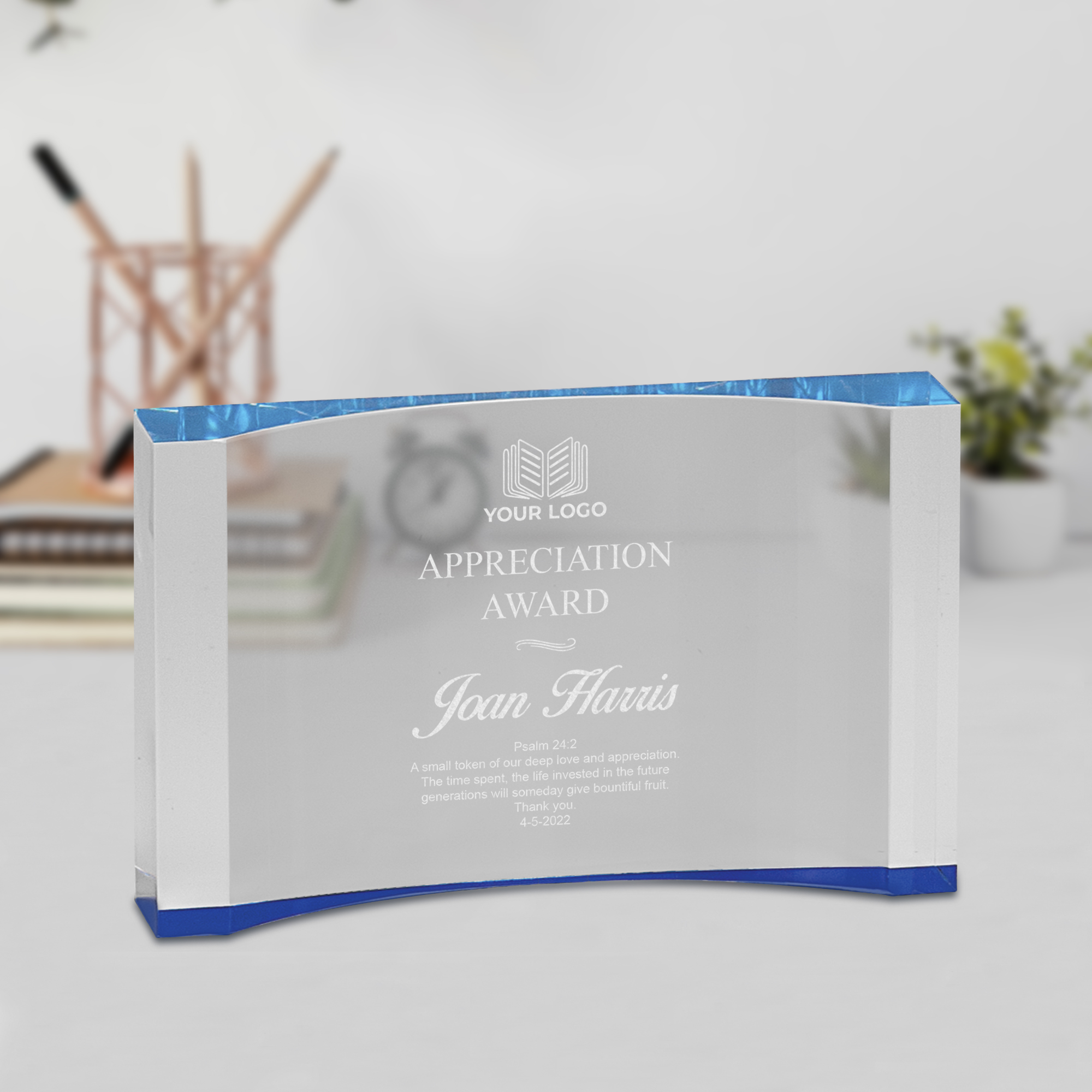 Personalized Color Accent Acrylic Crescent Award