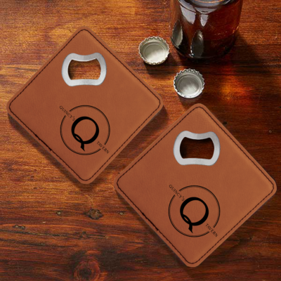 Personalized Bottle Opening Coaster Set - Tavern Design