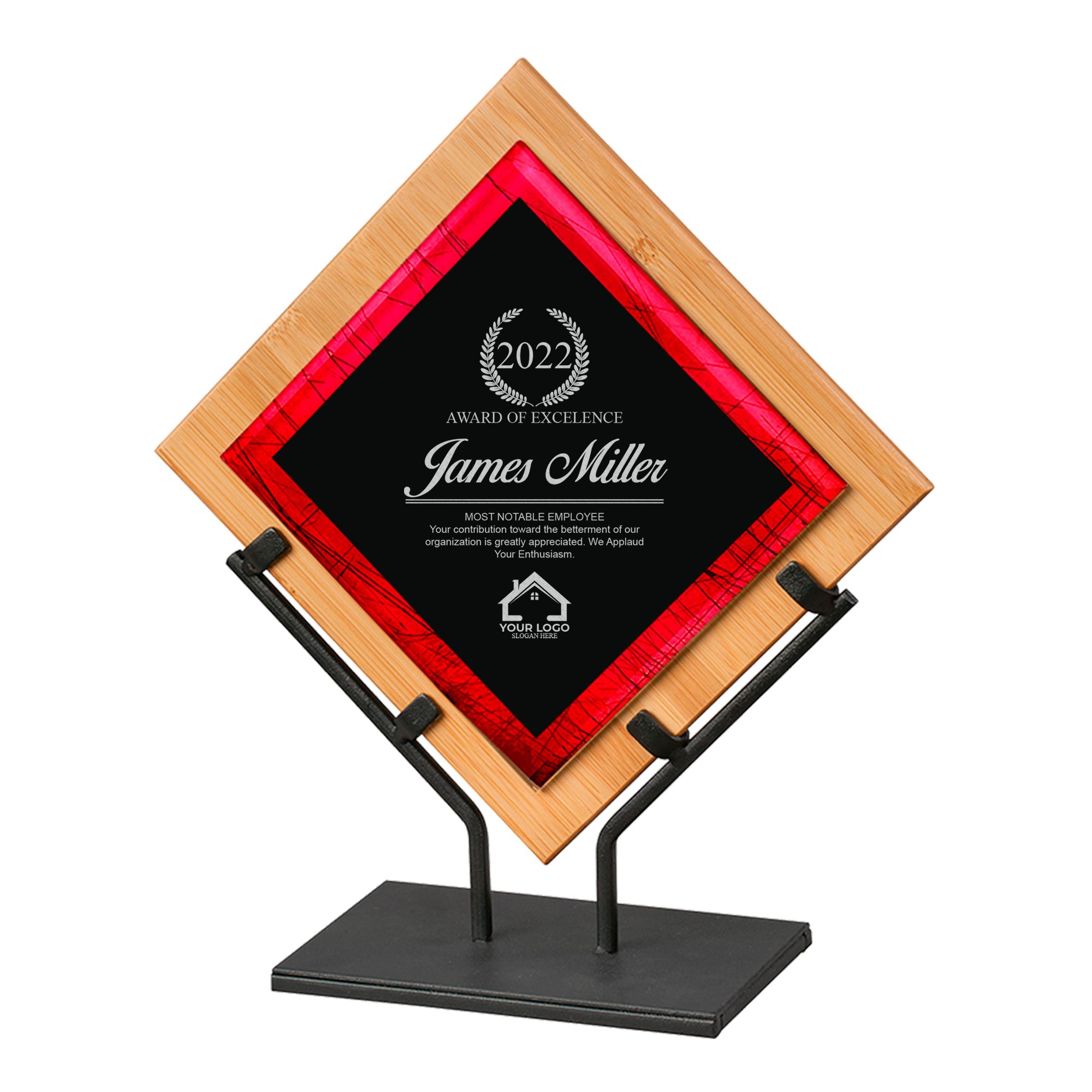 Personalized Bamboo Award with Stand - Image 5