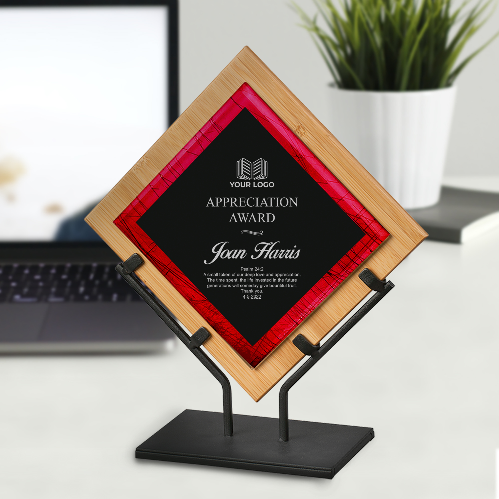Personalized Bamboo Award with Stand