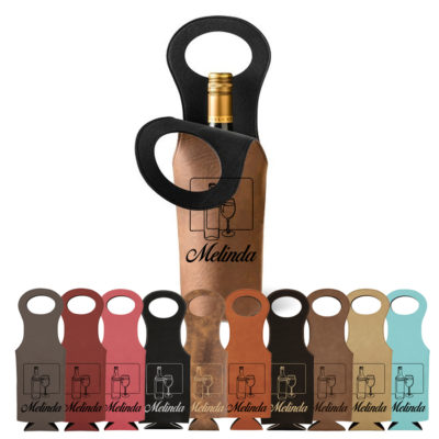 Personalized Leatherette Wine Bottle Bag - Wine Doodle