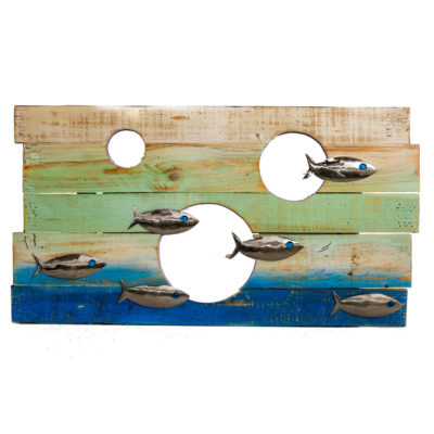 Artisan Crafted Wood and Iron Plasma Cut | Wall Decor | Acuarium