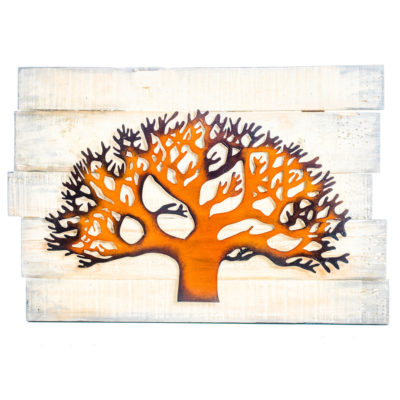 Artisan Crafted Wood and Iron Plasma Cut | Wall Decor | Med Tree