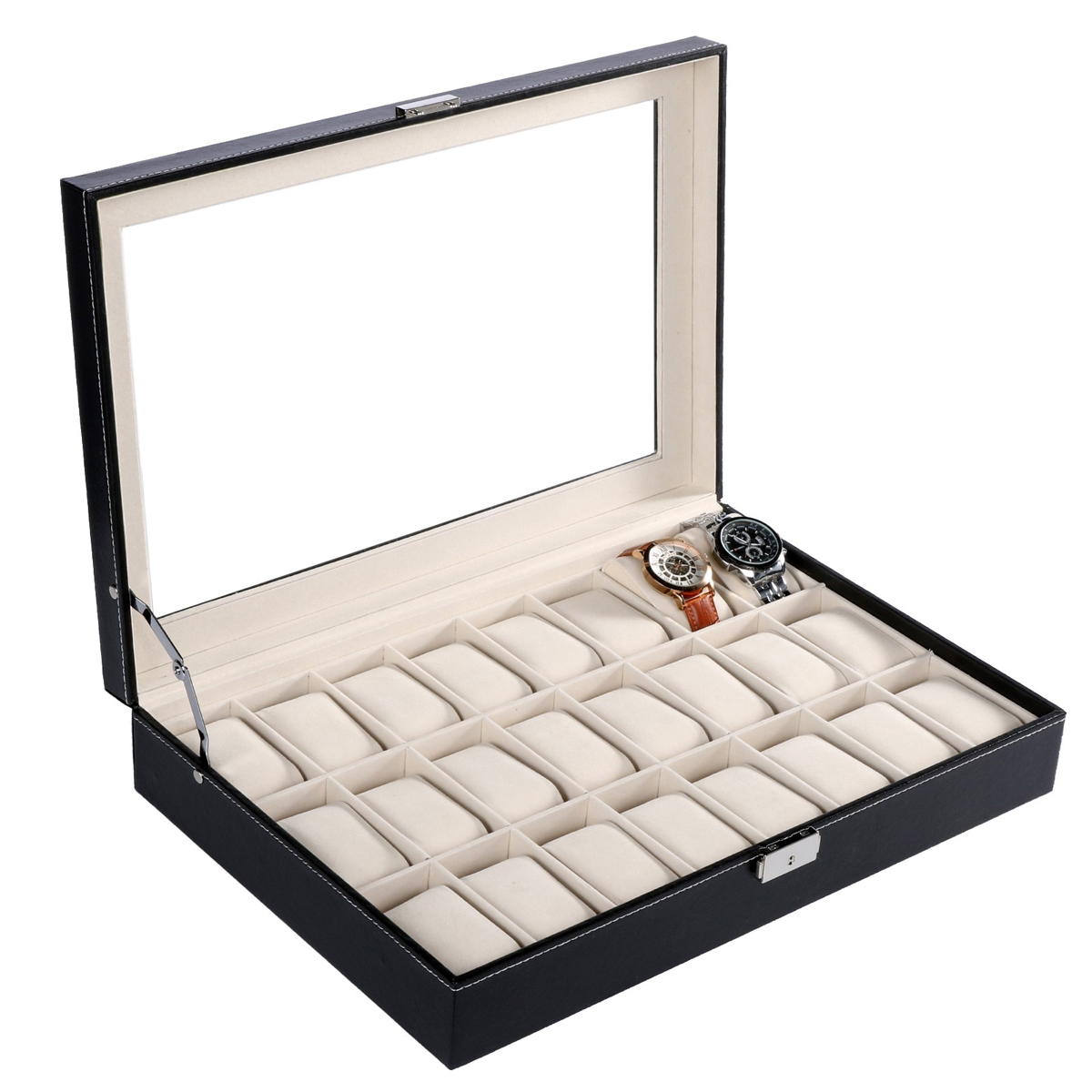 Miller Leather 24 Slot Personalized Watch Box - Image 2