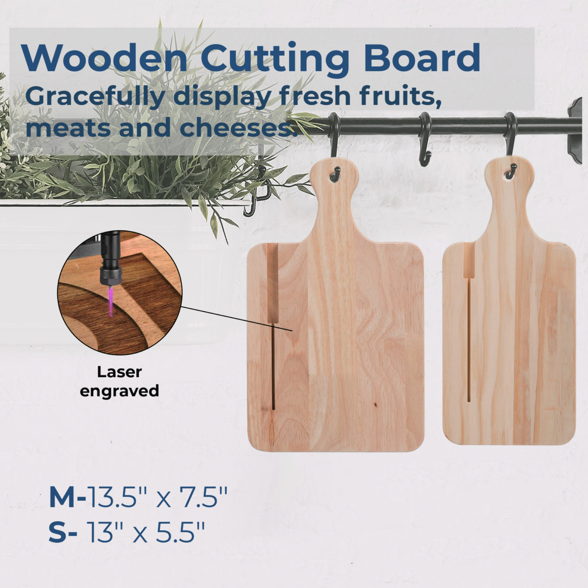 Personalized Monogram Charcuterie Cutting Board w/ Knife Slot and Handle - Image 3