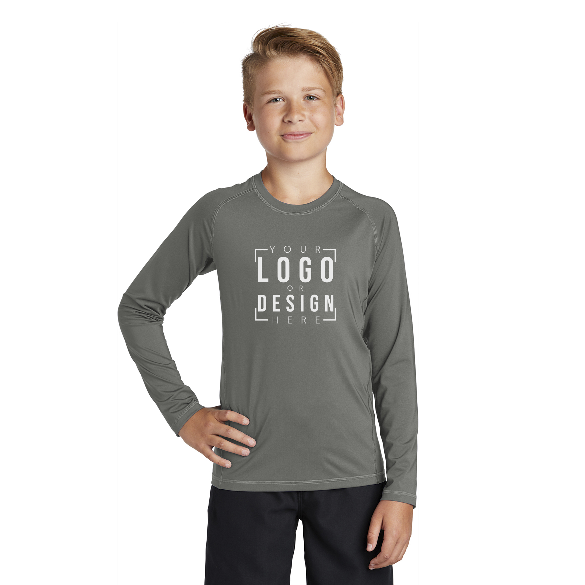 Sport-Tek Youth Long Sleeve Rashguard Tee Sport-Tek Youth Long Sleeve Rashguard Tee