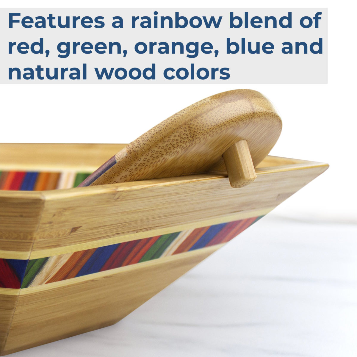 14" Bamboo Salad Serving Bowl with Salad Hands - Image 6