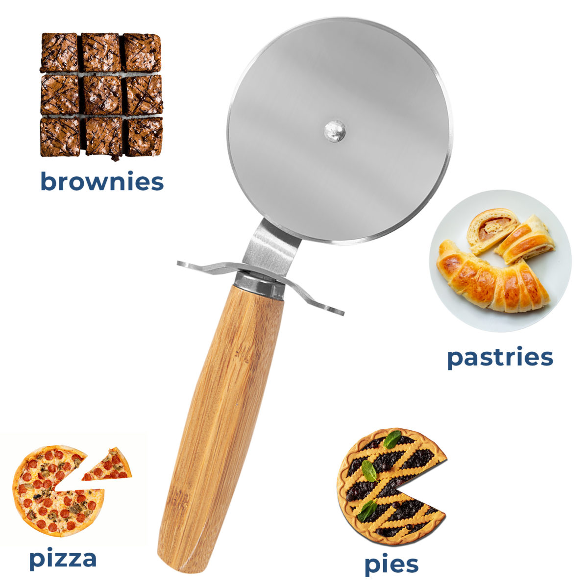 Personalized Laurel Couple Bamboo Pizza Cutter - Image 2