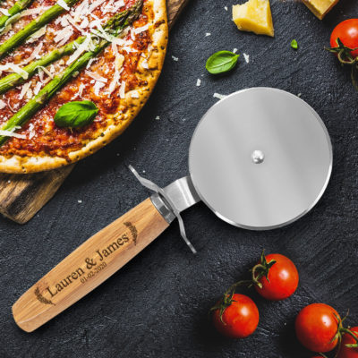 Personalized Laurel Couple Bamboo Pizza Cutter
