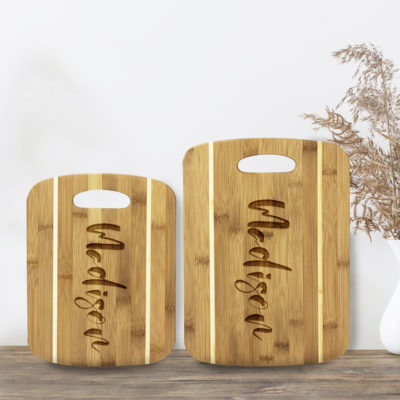 Personalized Bamboo Striped Cutting Board Set of 2