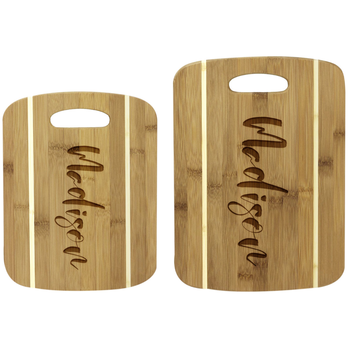 Personalized Bamboo Striped Cutting Board Set of 2 - Image 4