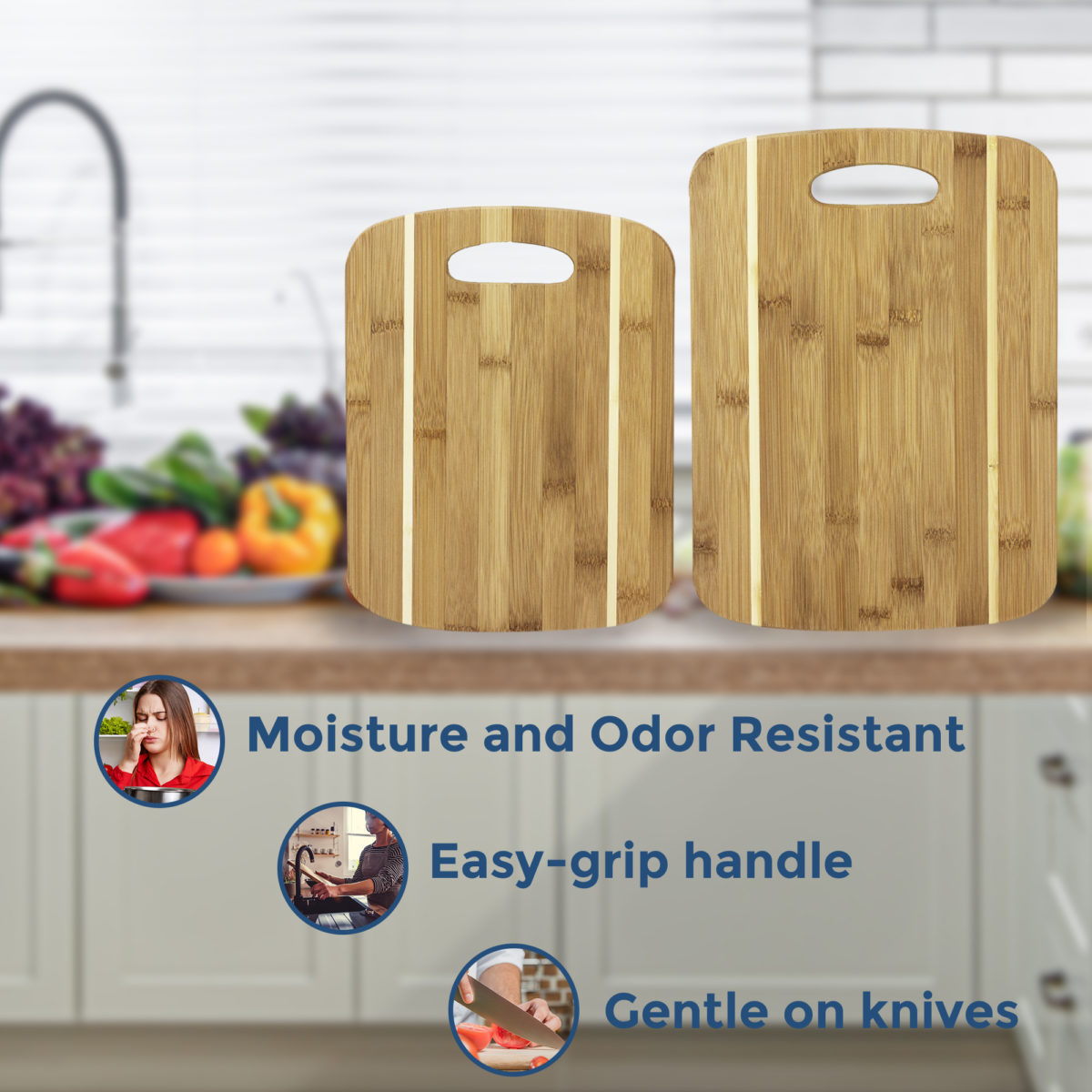 Personalized Bamboo Striped Cutting Board Set of 2 - Image 3