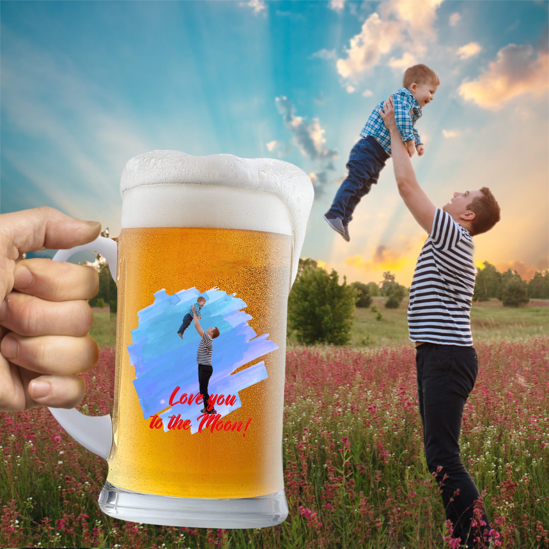 Personalized Cartoon Photo 16 oz. Beer Mug - Image 2