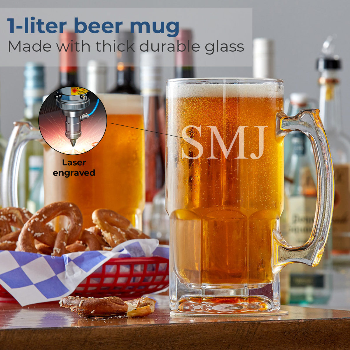 Personalized 1 Lt. Glass Beer Mug - Image 4