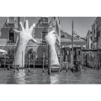 Sculpture in Grand Canal Black & White Acrylic Print