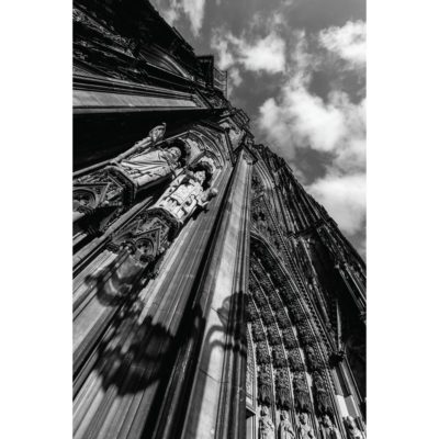 Gothic Cathedral and Clouds Black & White Acrylic Print