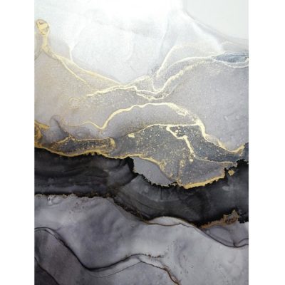 Abstract Ink with Gold Black & White Acrylic Print