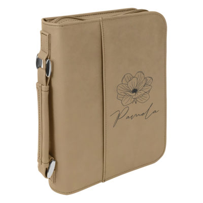 personalized laser engraved faux leather bible cover with handle and zipper