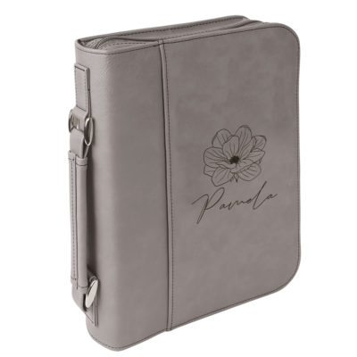 personalized laser engraved faux leather bible cover with handle and zipper