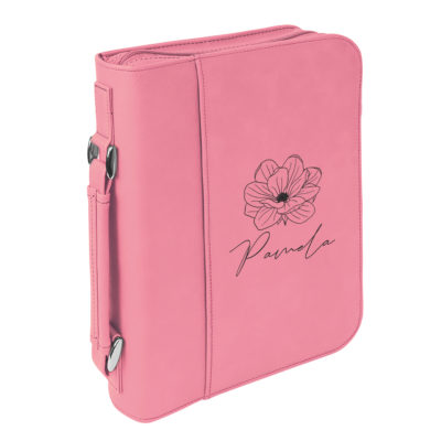 personalized laser engraved faux leather bible cover with handle and zipper