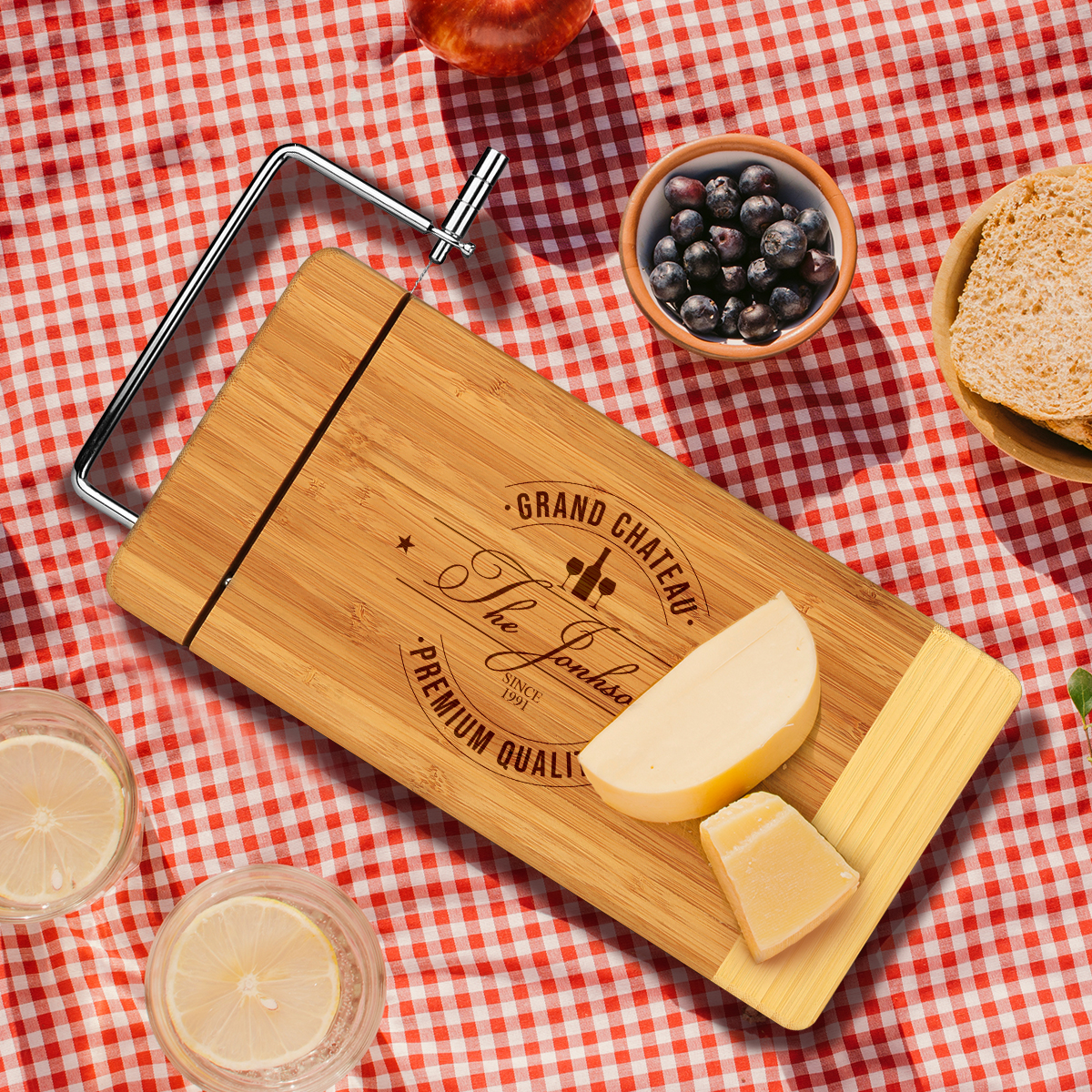 Personalized Cheese Board with Slicer - Chateau