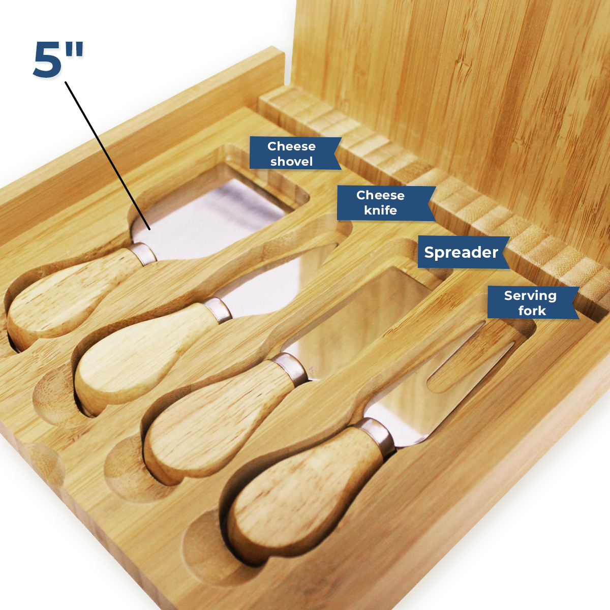 Personalized Squared Cheese Board & Knife Tool Set - ShieldStar - Image 3