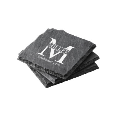 Personalized Miller Square Slate Coaster Set