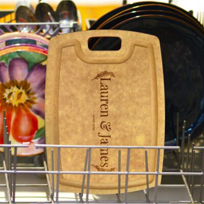 Personalized Laurel Couple Composite Wood Cutting Board with Juice Groove