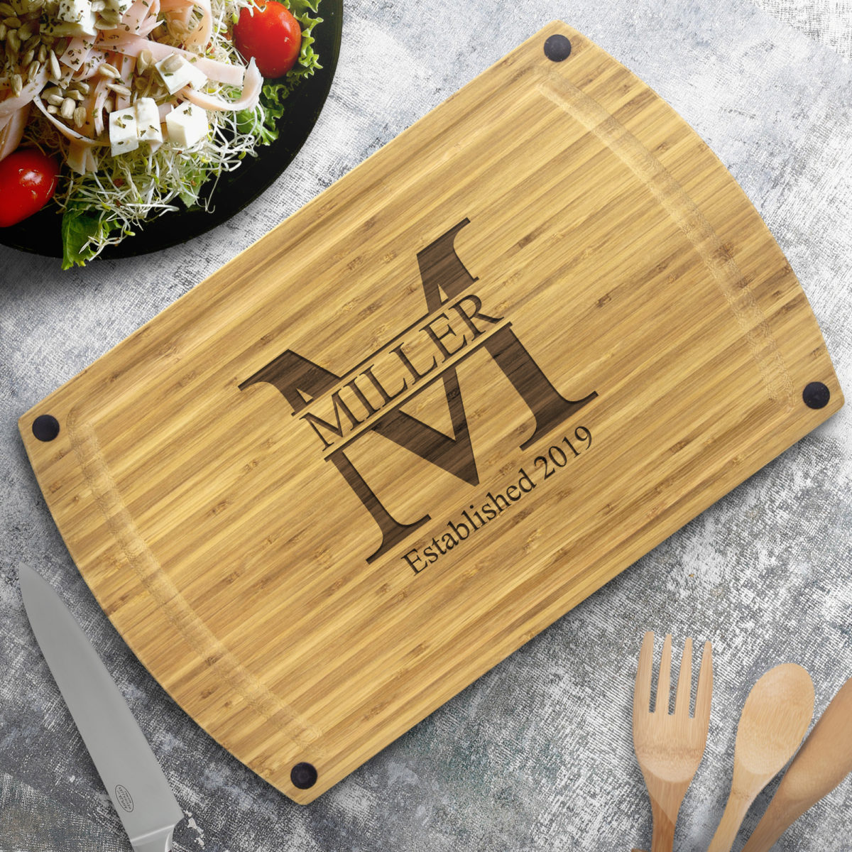 Personalized Monogram Dishwasher Safe Bamboo Carving Board