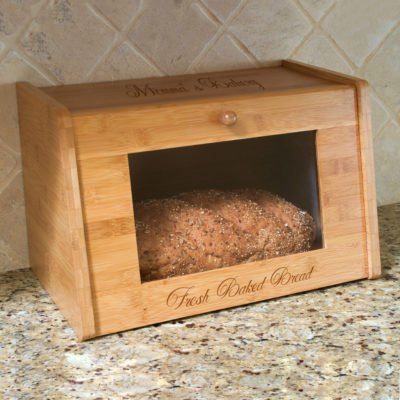 Personalized Bread Box with Tempered Glass Window