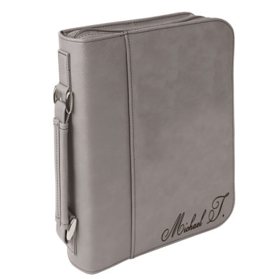 personalized laser engraved faux leather bible cover with handle and zipper
