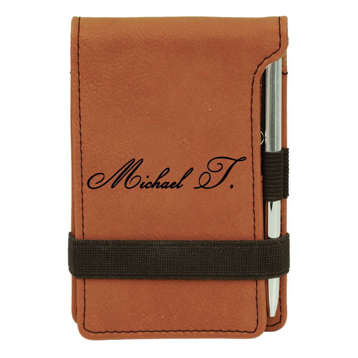 personalized faux leather mini notepad with pen