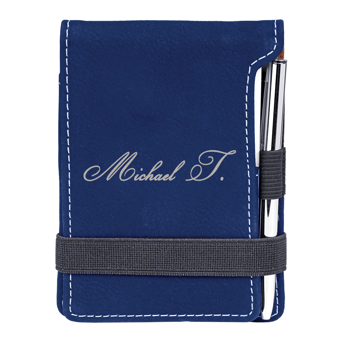 personalized faux leather mini notepad with pen