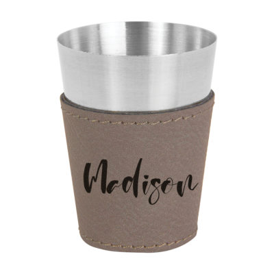 Personalized Leatherette Stainless Steel Shot Glass set of 4