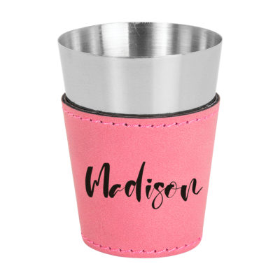 Personalized Leatherette Stainless Steel Shot Glass set of 4