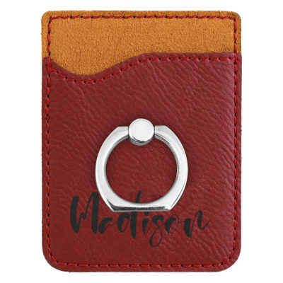 Personalized Leatherette Phone Wallet with Ring Holder