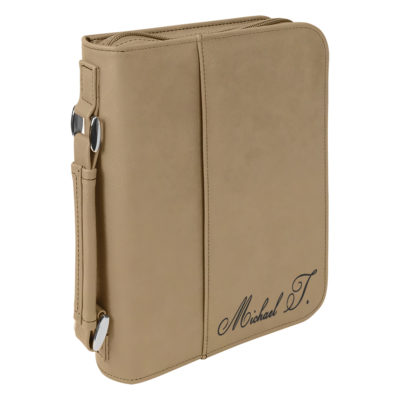 personalized laser engraved faux leather bible cover with handle and zipper