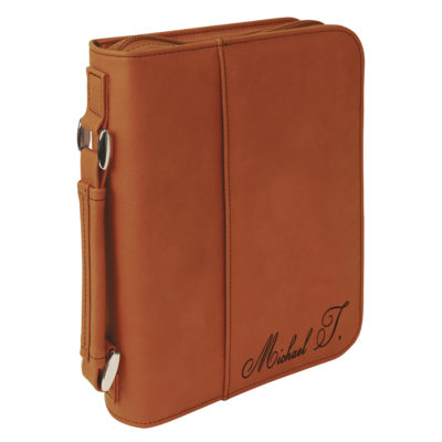personalized laser engraved faux leather bible cover with handle and zipper